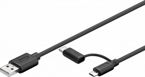 2in1 USB-Kabel 1 m, Schwarz